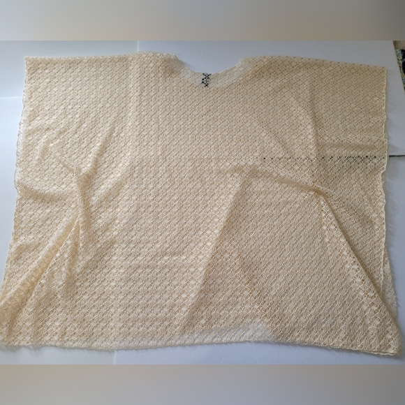 Tempo Cream Loose Knit Boho Layering Lightweight Poncho - Picture 11 of 11